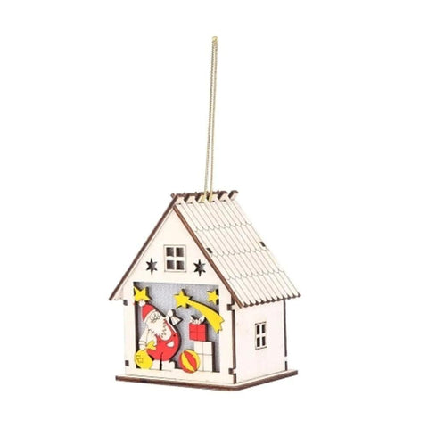 "Warm LED Light Christmas House - Festive Wooden Decor | Christmas Trees USA"