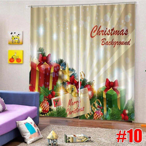 3D Christmas-Themed Printed Window Curtains - Festive Holiday Home Decor