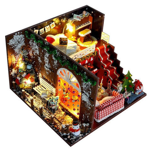 "DIY Miniature Dollhouse with LED Lights - Christmas Decor Kit | Christmas Trees USA"