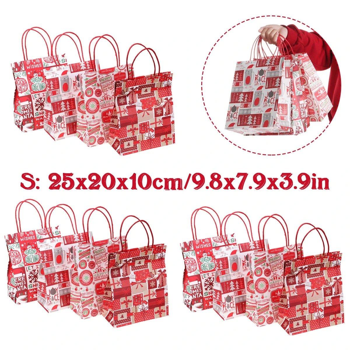 Christmas Kraft Paper Gift Bags – Set of 12 with Festive Designs | Christmas Trees USA