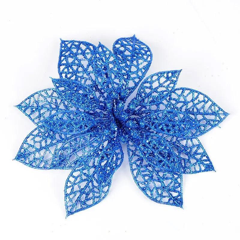 Christmas Glitter Hollow Flower Decoration - 10-Pack | Holiday Party & Home Decor | Christmas Trees USA