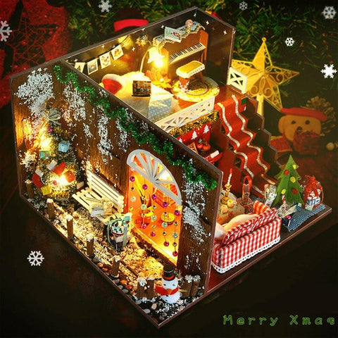 "DIY Miniature Dollhouse with LED Lights - Christmas Decor Kit | Christmas Trees USA"