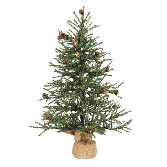 Carmel Pine 30'' Lighted Artificial Christmas Tree with Burlap Base - Christmas Trees USA