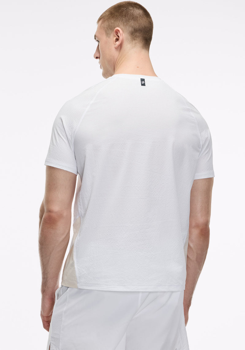 Grid Jacquard Colorblock Short Sleeve