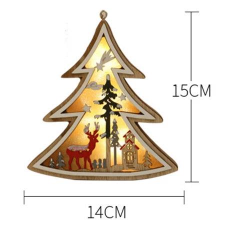 "Wooden Christmas Ornament Hanging Pendant - LED Night Light for Tree & Home Decor"