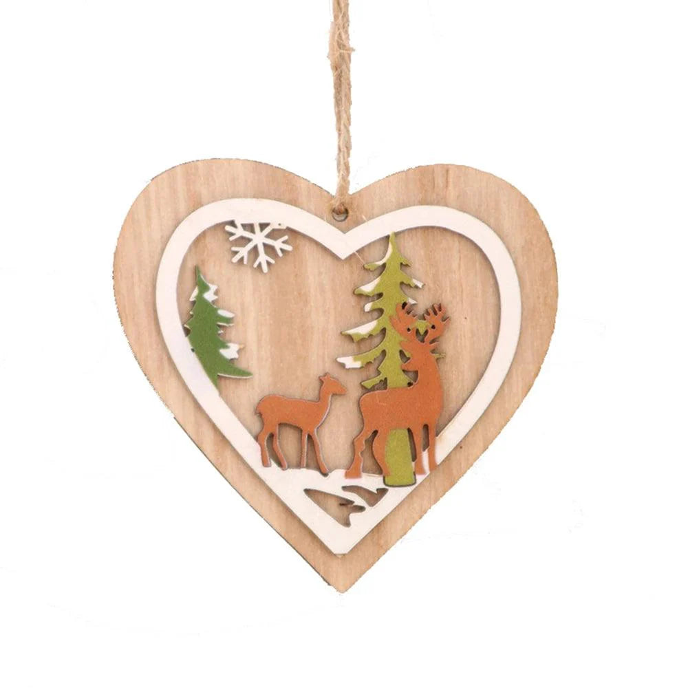 Wooden Hanging Pendants Star, Xmas Tree, Bell  Ornaments Decor