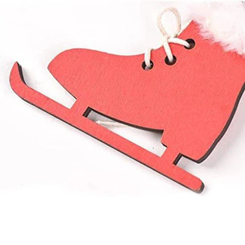 Christmas Hanging Wooden Skate Ornament Set - 6-Piece Holiday Decor | Christmas Trees USA