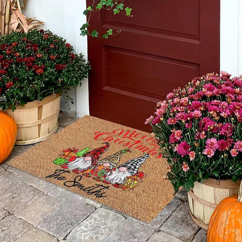 Christmas Gnome Door Mat | Non-Slip Outdoor Carpet for Hallways & More