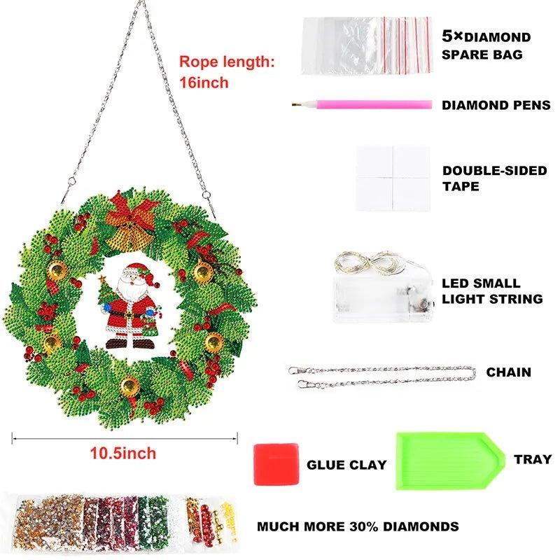 Christmas LED Light Diamond Mosaic Wreath | Special Shaped DIY Holiday Decoration