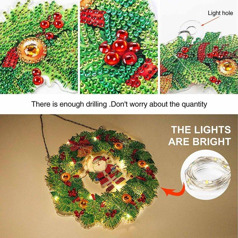 Christmas LED Light Diamond Mosaic Wreath | Special Shaped DIY Holiday Decoration