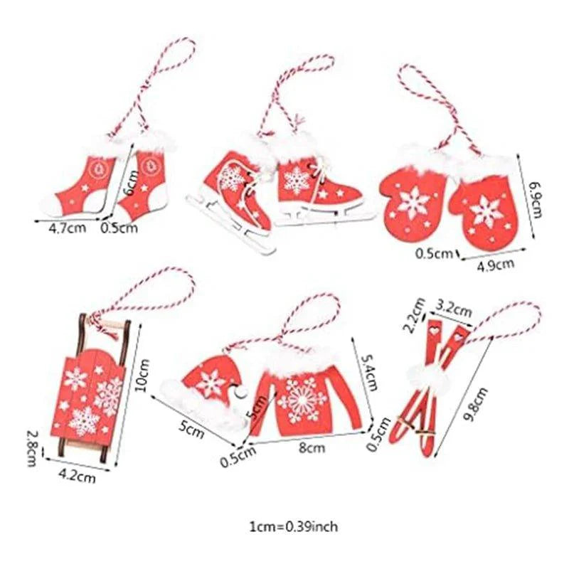 Christmas Hanging Wooden Skate Ornament Set - 6-Piece Holiday Decor | Christmas Trees USA