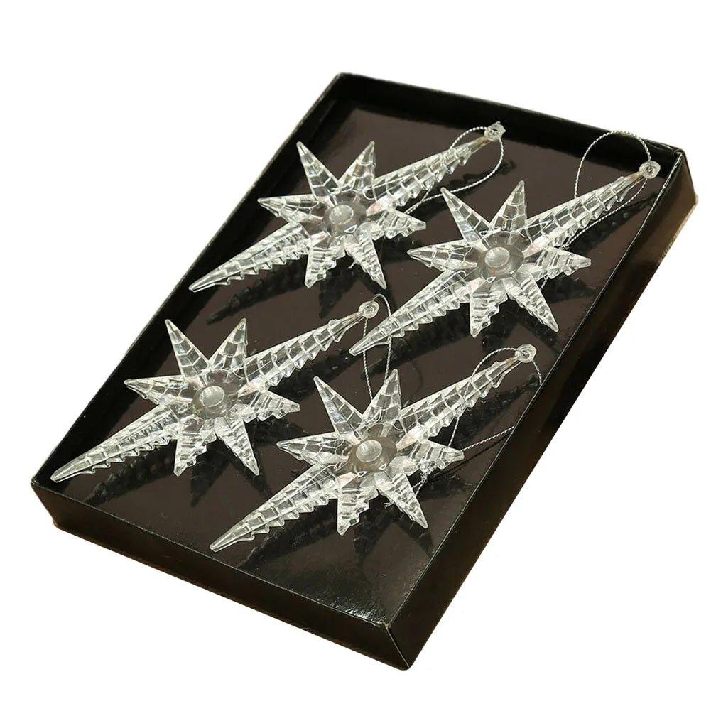 Christmas Crystal Snowflake Ornaments - Festive Transparent Tree Decor