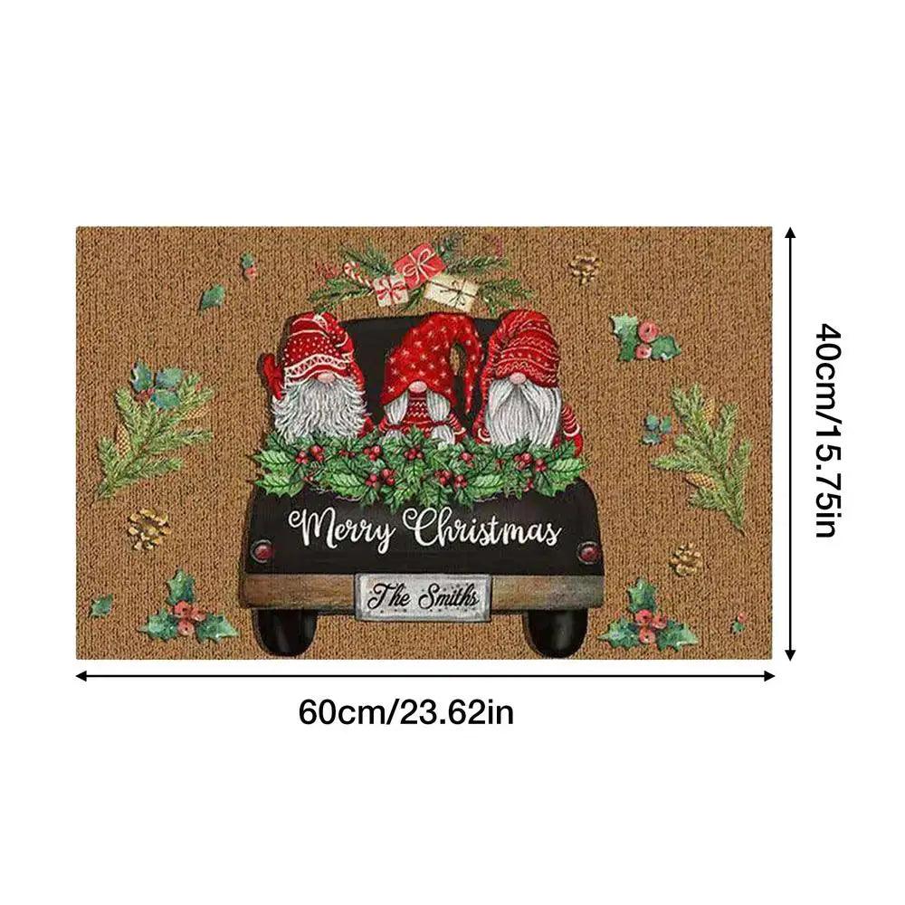 Christmas Gnome Door Mat | Non-Slip Outdoor Carpet for Hallways & More