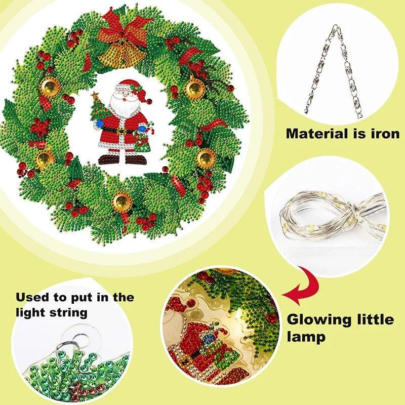 Christmas LED Light Diamond Mosaic Wreath | Special Shaped DIY Holiday Decoration