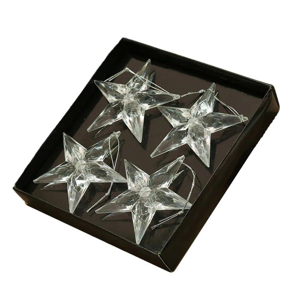 Christmas Crystal Snowflake Ornaments - Festive Transparent Tree Decor