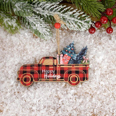 Wooden Painted Colorful Car Christmas Tree Ornaments