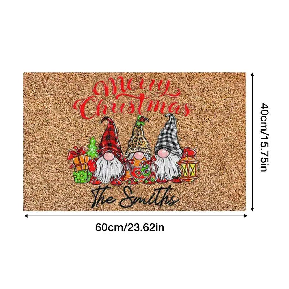 Christmas Gnome Door Mat | Non-Slip Outdoor Carpet for Hallways & More