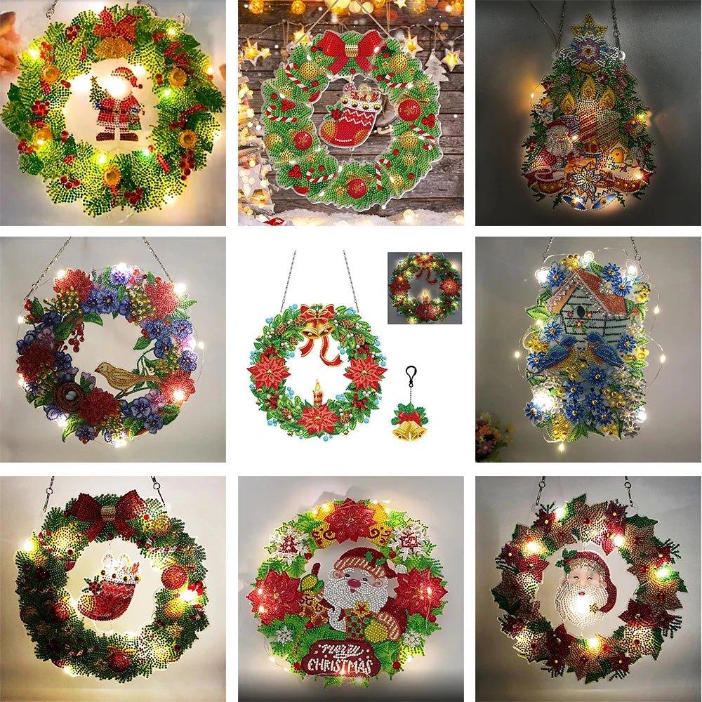 Christmas LED Light Diamond Mosaic Wreath | Special Shaped DIY Holiday Decoration