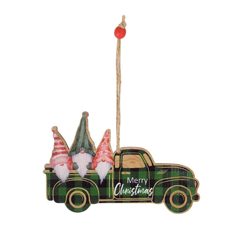 Wooden Painted Colorful Car Christmas Tree Ornaments