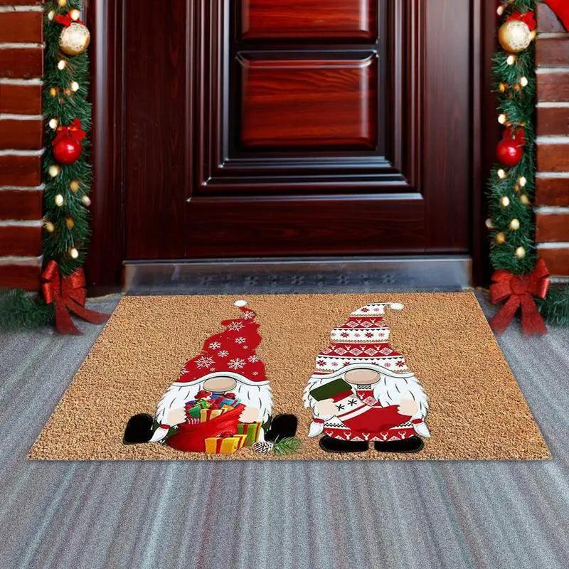 Christmas Gnome Door Mat | Non-Slip Outdoor Carpet for Hallways & More