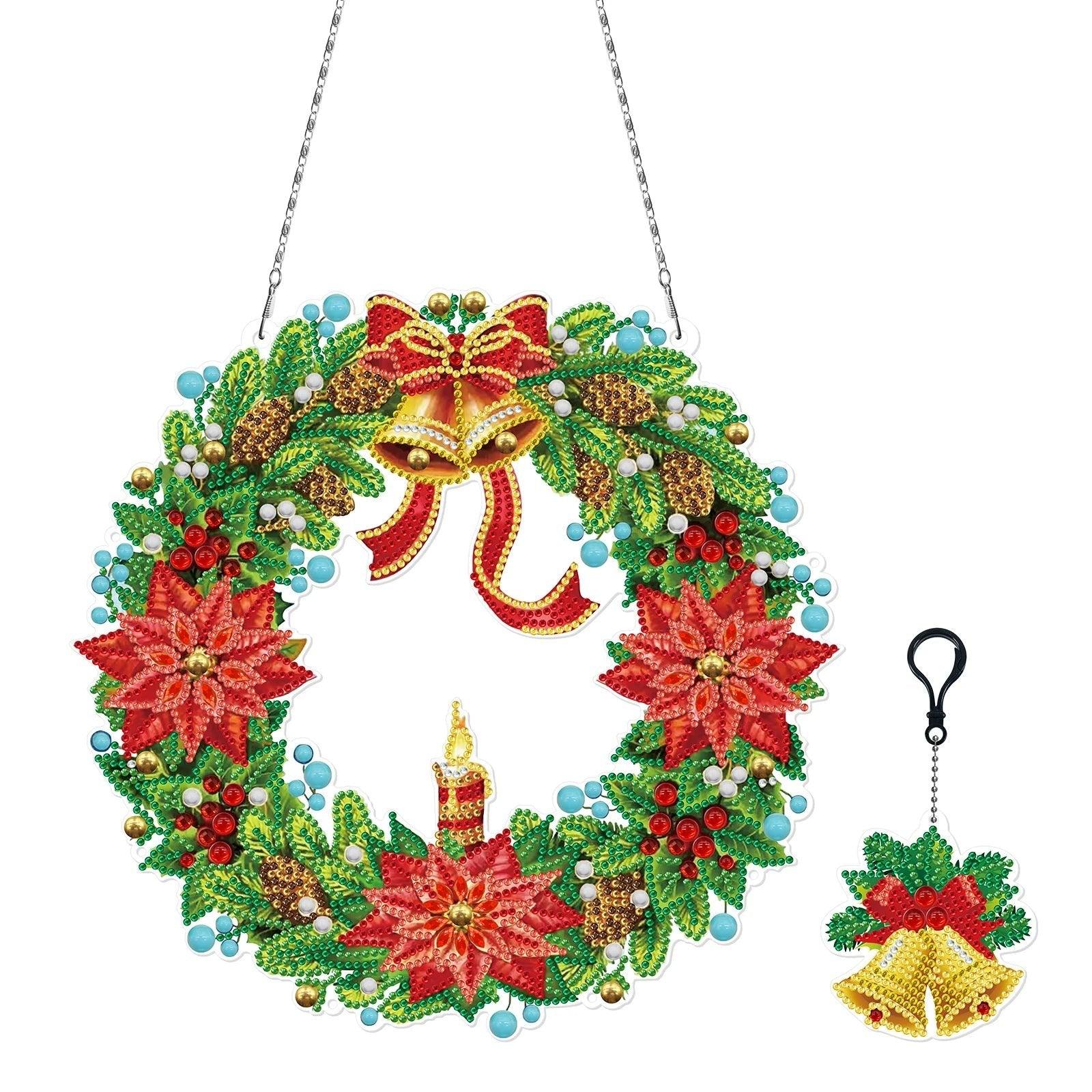 Christmas LED Light Diamond Mosaic Wreath | Special Shaped DIY Holiday Decoration