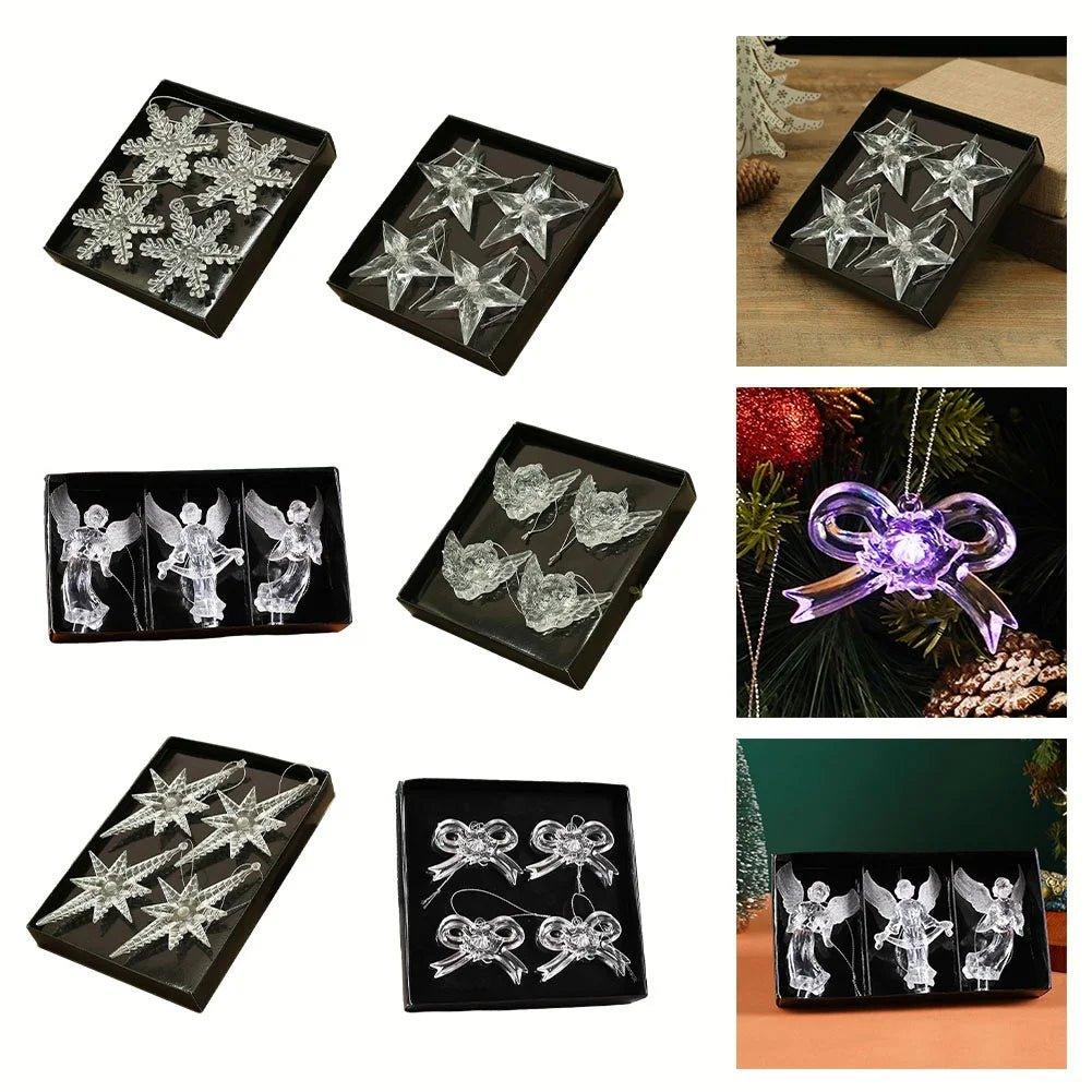 Christmas Crystal Snowflake Ornaments - Festive Transparent Tree Decor