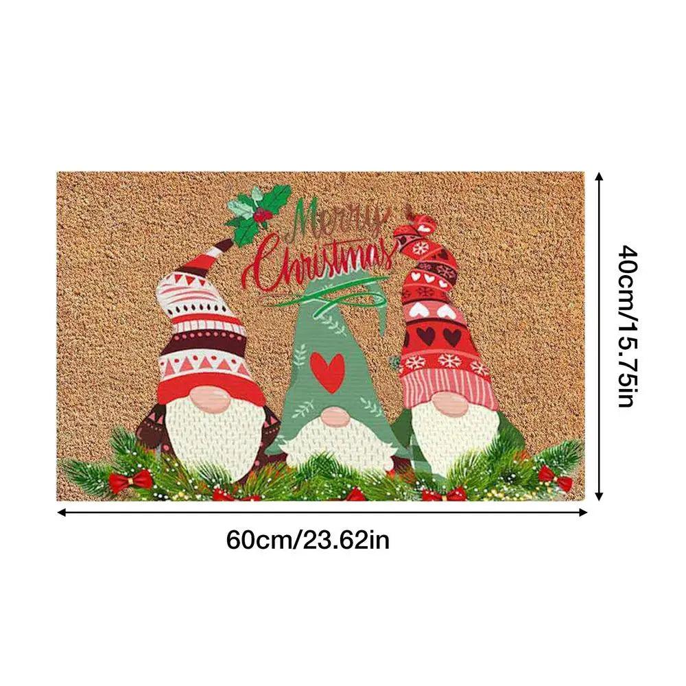 Christmas Gnome Door Mat | Non-Slip Outdoor Carpet for Hallways & More