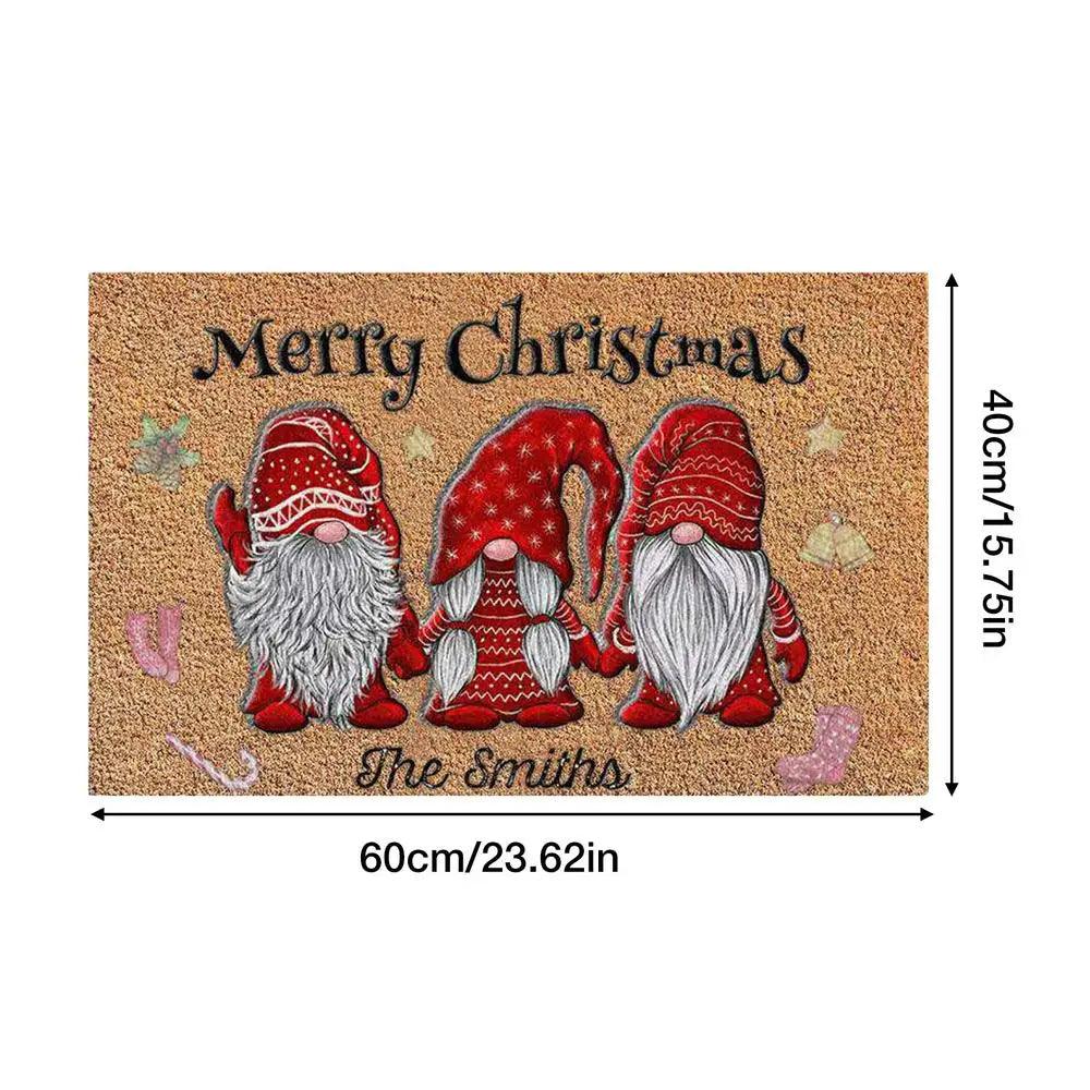 Christmas Gnome Door Mat | Non-Slip Outdoor Carpet for Hallways & More