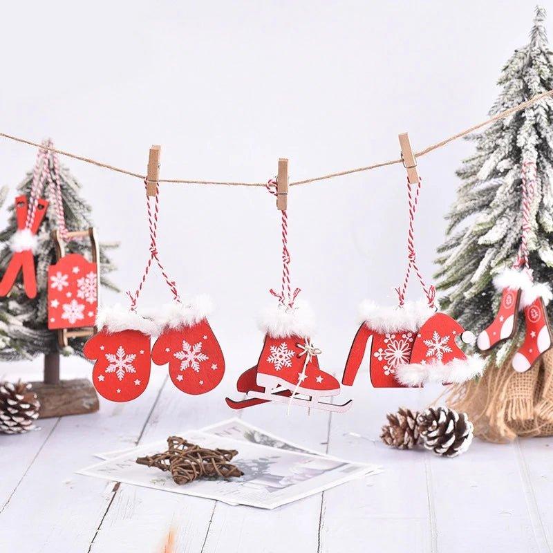 Christmas Hanging Wooden Skate Ornament Set - 6-Piece Holiday Decor | Christmas Trees USA