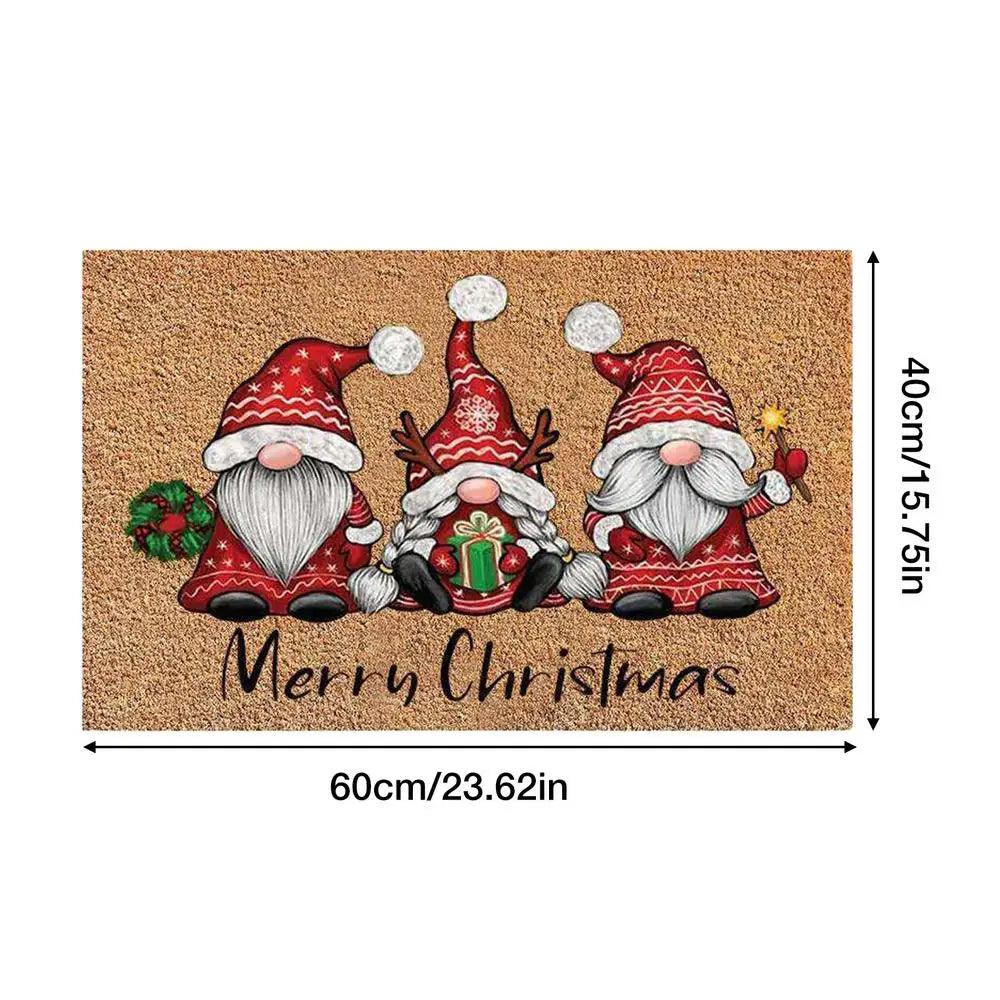 Christmas Gnome Door Mat | Non-Slip Outdoor Carpet for Hallways & More