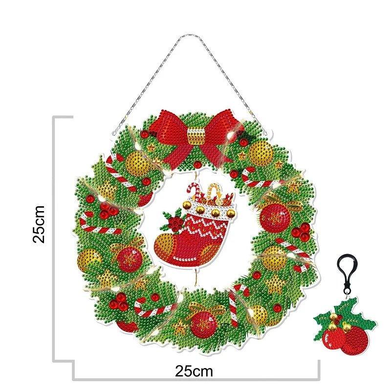 Christmas LED Light Diamond Mosaic Wreath | Special Shaped DIY Holiday Decoration