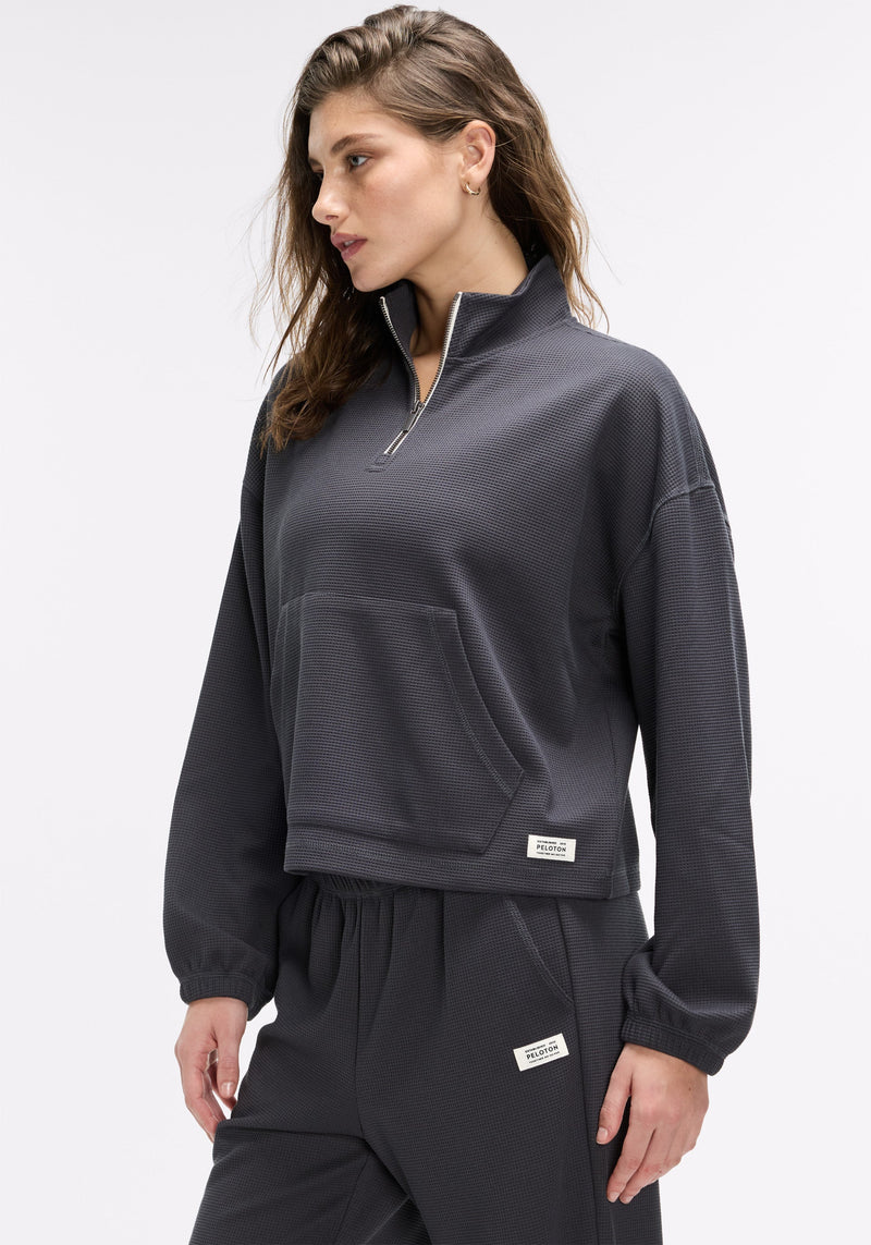 Waffle Mock Neck ¼ Zip