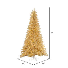 White/Gold Tinsel 90'' Lighted Artificial Pine Christmas Tree