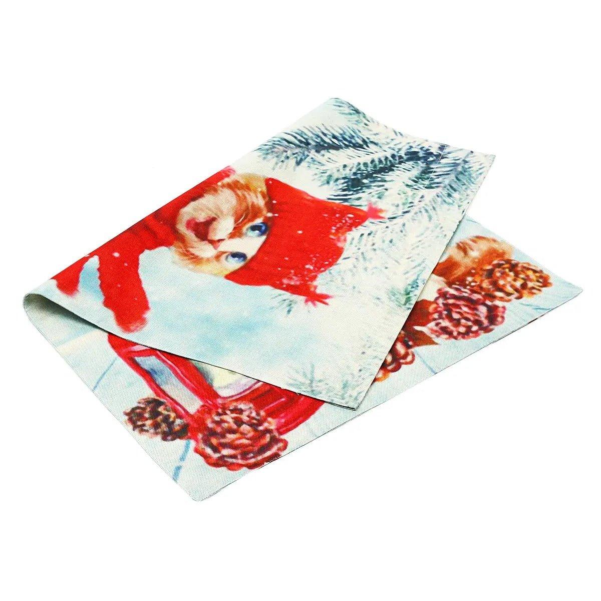 Christmas Garden Flag – Winter Lantern & Cat Design for Outdoor Decor
