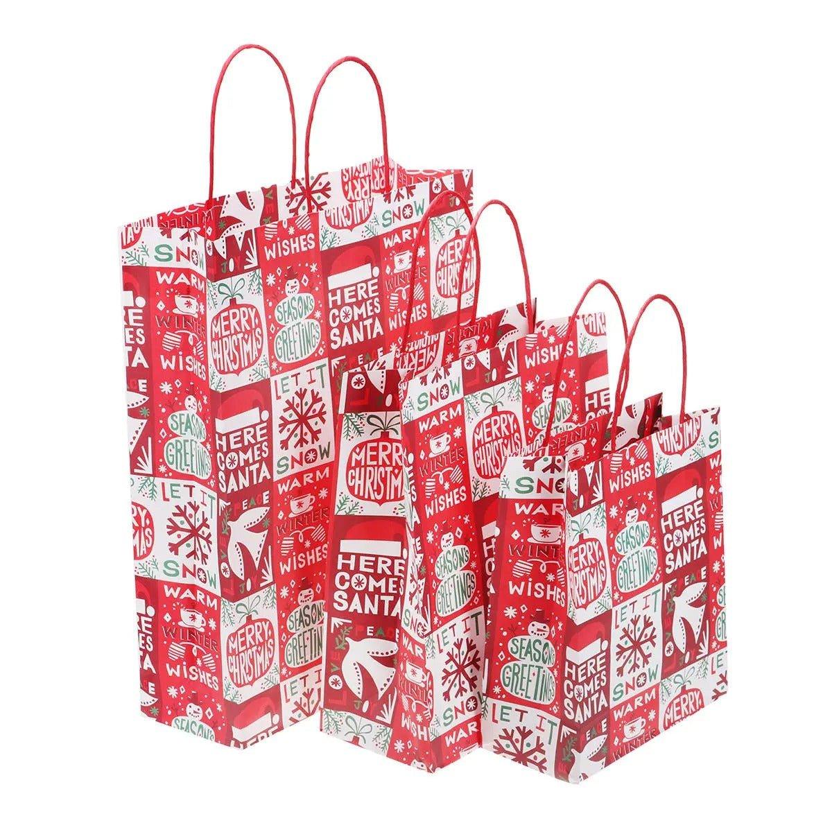 Christmas Kraft Paper Gift Bags – Set of 12 with Festive Designs | Christmas Trees USA