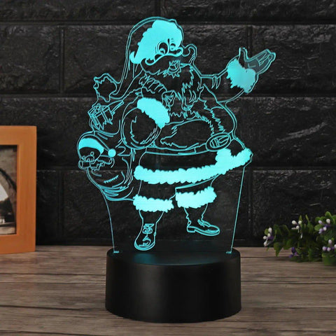3D Santa Claus LED Color Changing Night Light - Remote Control, Bedside Lamp