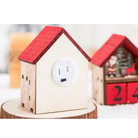 "LED Light-Up Christmas Advent Calendar Wood House - Santa Claus"