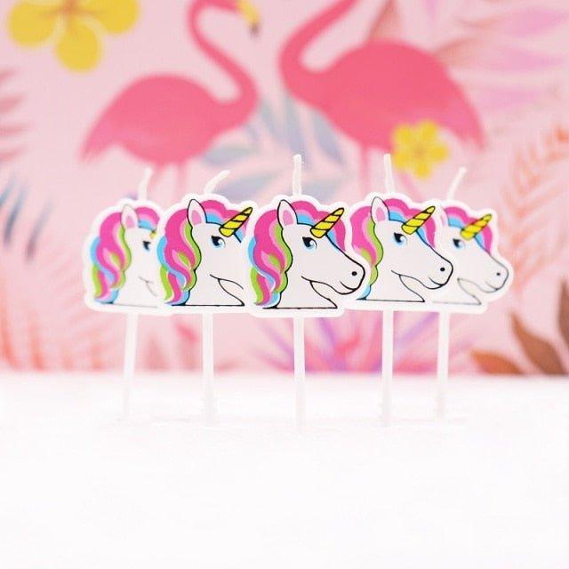 Cartoon Unicorn & Flamingo Candles – Fun Cake Toppers, Paraffin, Ideal for Parties