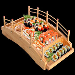 Wood Cuisine Sushi Bridge Boats Pine Sushi Sashimi Plate Platter