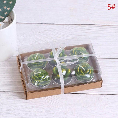3D Cactus Tealight Candle Set - Eco-Friendly Gift, 6 Designs
