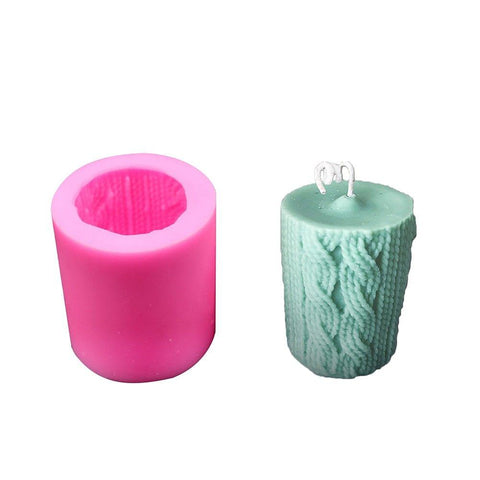 3D Knitted Wool Cylinder Silicone Candle Mold - DIY Craft & Soap Mold