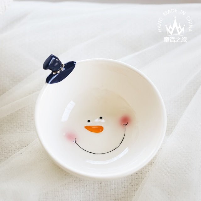 Ceramic Snowman Snack Bowl - Festive Christmas Serving Dish