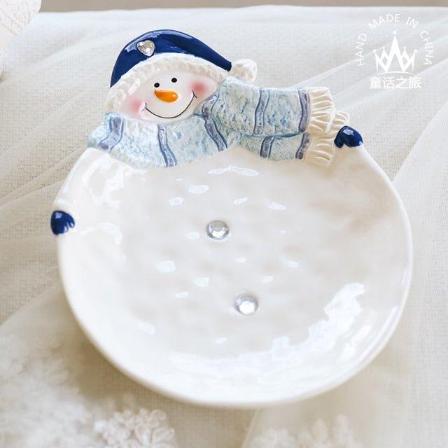 Ceramic Snowman Snack Bowl - Festive Christmas Serving Dish