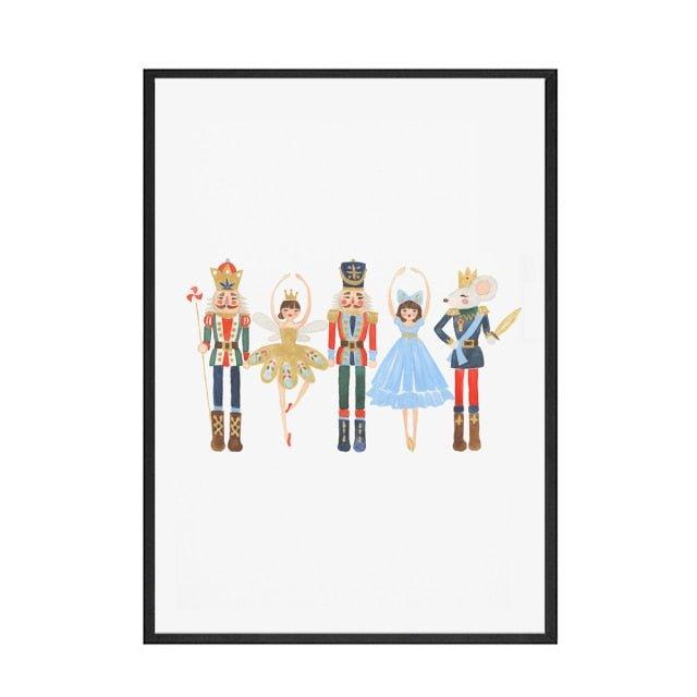 Cartoon Nutcracker Christmas Wall Art Canvas Print – Holiday Home Decor, Gift Idea