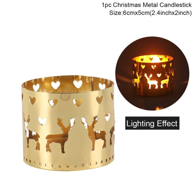 Christmas Iron Hollow Candle Holder | Elegant Holiday Decoration & Gift