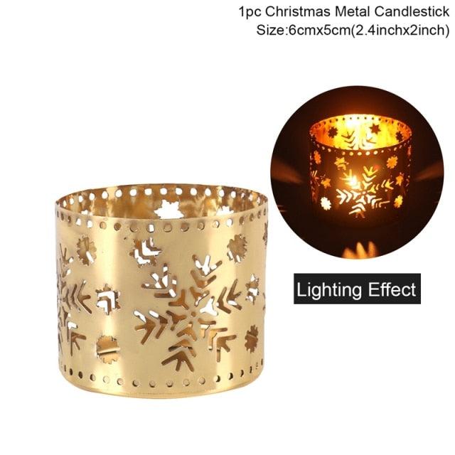 Christmas Iron Hollow Candle Holder | Elegant Holiday Decoration & Gift