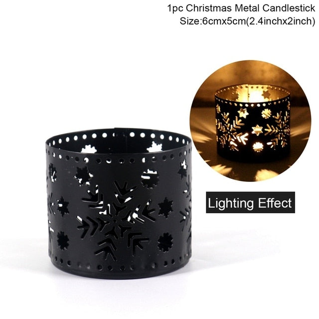 Christmas Iron Hollow Candle Holder | Elegant Holiday Decoration & Gift