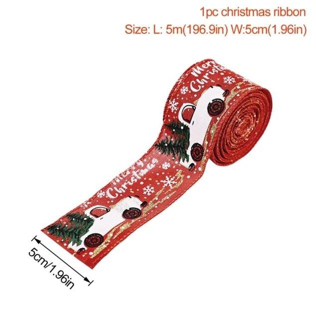 Christmas Burlap Fabric Ribbon Ornament