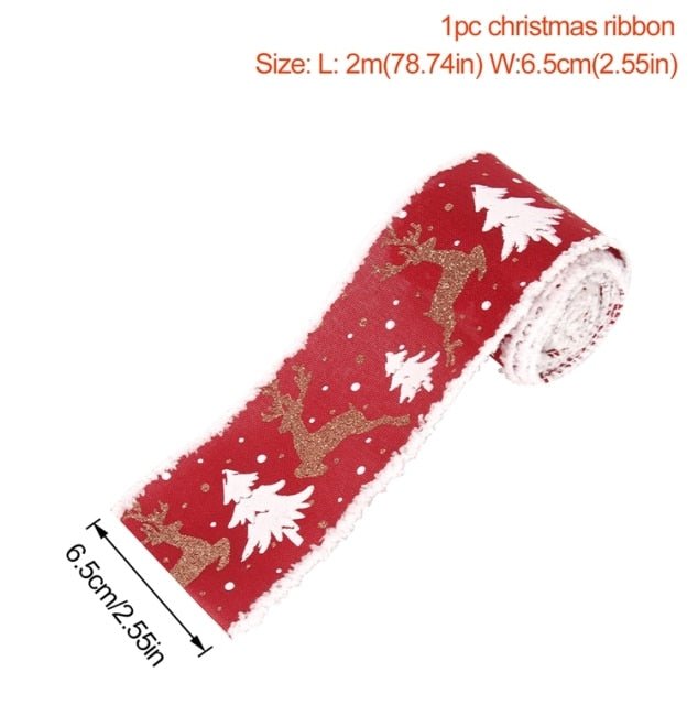 Christmas Burlap Fabric Ribbon Ornament