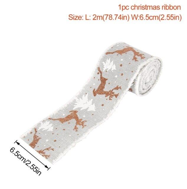 Christmas Burlap Fabric Ribbon Ornament